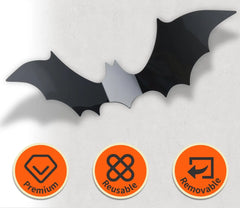140-Pack 3D Realistic Bat Decorations – Waterproof PVC Halloween Stickers for Walls, Windows & Outdoor Displays