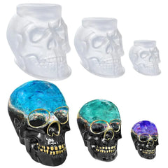 3D Skull Silicone Molds – Set of 3 Flexible Skull Molds for Resin, Candles, Soap & Crafts
