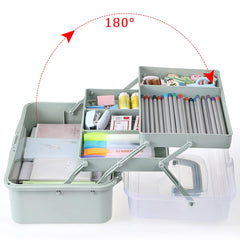 3-Layer Craft Organizer – Adjustable Compartment Storage Box with Handle for Art, Sewing & Medical Supplies
