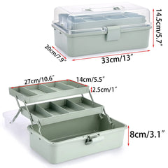 3-Layer Craft Organizer – Adjustable Compartment Storage Box with Handle for Art, Sewing & Medical Supplies
