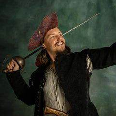 Faux Leather Pirate Hat – Vintage Wrinkle Distressed Tricorn Style Novelty Hat for Men & Women | Halloween & Cosplay Costume Accessory