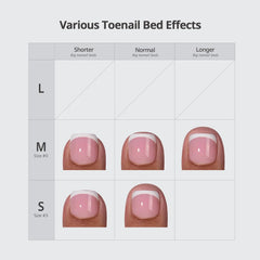 French Tip Press On Toenails – Square White Tip Artificial Toenails in 16 Sizes with Application Kit
