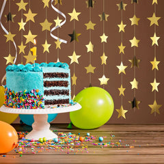 Glitter Star Garland Banner – 130ft Gold Hanging Backdrop for Parties & Events