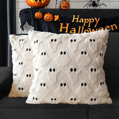 Halloween Ghost Plush Pillow Covers – Soft Plush Faux Fur Farmhouse Fall Decor