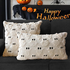 Halloween Ghost Plush Pillow Covers – Soft Plush Faux Fur Farmhouse Fall Decor
