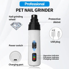Low-Noise Pet Nail Grinder with Diamond Bit Grinders — Keep your pet’s paws perfectly groomed — safely, quietly, and professionally — right at home.