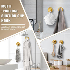 No-Drill Suction Cup Hooks – Brushed Gold Shower & Wall Hooks for Towels, Robes & Loofahs, Halloween Christmas Decorations