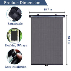 Retractable Car Window Shades – 2-Pack UV Protection & Heat Blocking Sunshades for Baby & Pet Safety
