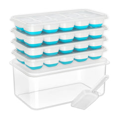 Silicone Ice Cube Tray with Bin – Easy-Release Ice Maker with Lid & Storage Container
