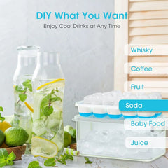 Silicone Ice Cube Tray with Bin – Easy-Release Ice Maker with Lid & Storage Container