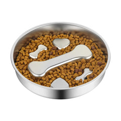 Slow Feeder Dog Bowl – 2-Cup Stainless Steel Puzzle Dish for Small & Medium Dogs & Cats