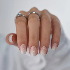 Vanilla Cream Square Ombre Press On Nails – Reusable Soft Gel Fake Nails in Vanilla Cream with 15 Sizes & Application Kit