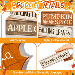 4-Piece Wooden Maple Leaf Fall Decor Set – Rustic Tiered Tray Decorations for Thanksgiving & Autumn Home Decor