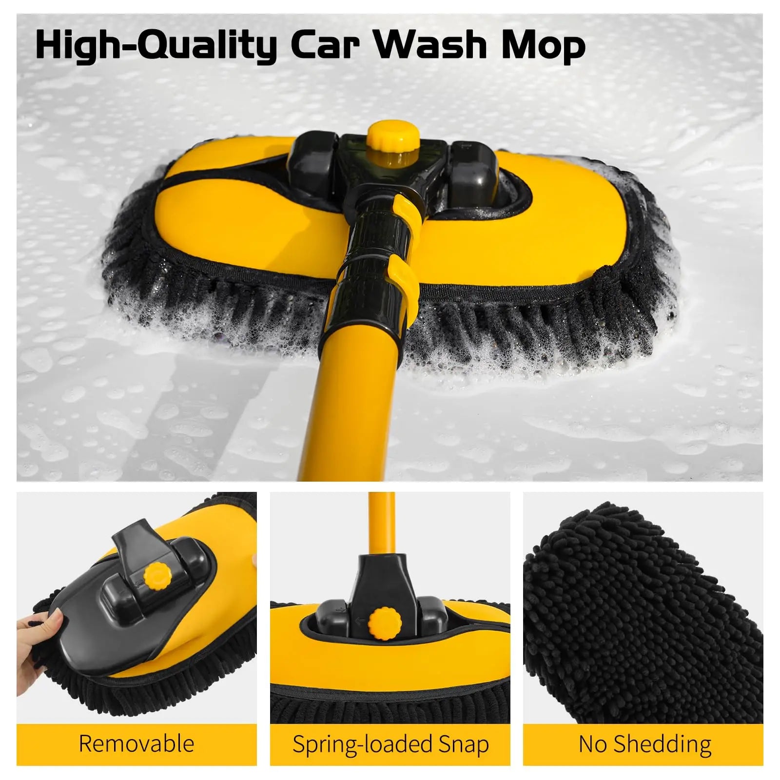 Adjustable Curved Car Wash Mop – Extendable Brush with 90° Rotating Head for Effortless Cleaning