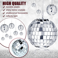 20-Pack Mini Disco Ball Decorations – Assorted Sizes Hanging Mirror Disco Balls with Ropes for Party, Wedding & Halloween