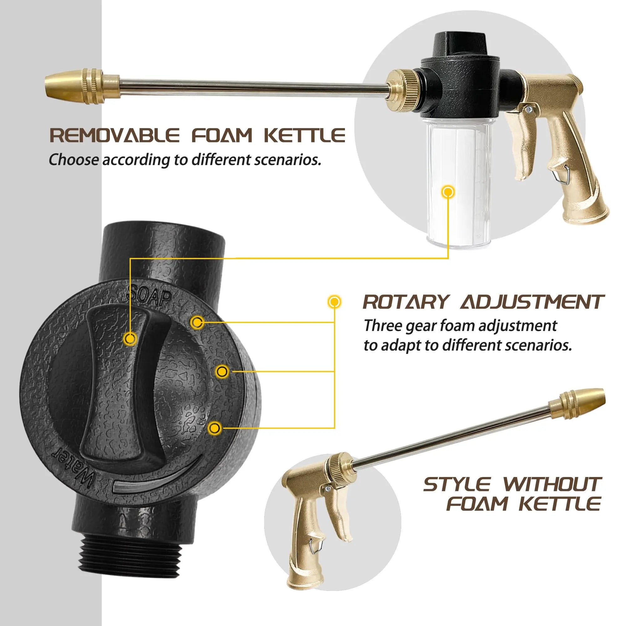 2-in-1 Foam Cannon Sprayer – Adjustable Soap & Water Nozzle with Brass Nozzle