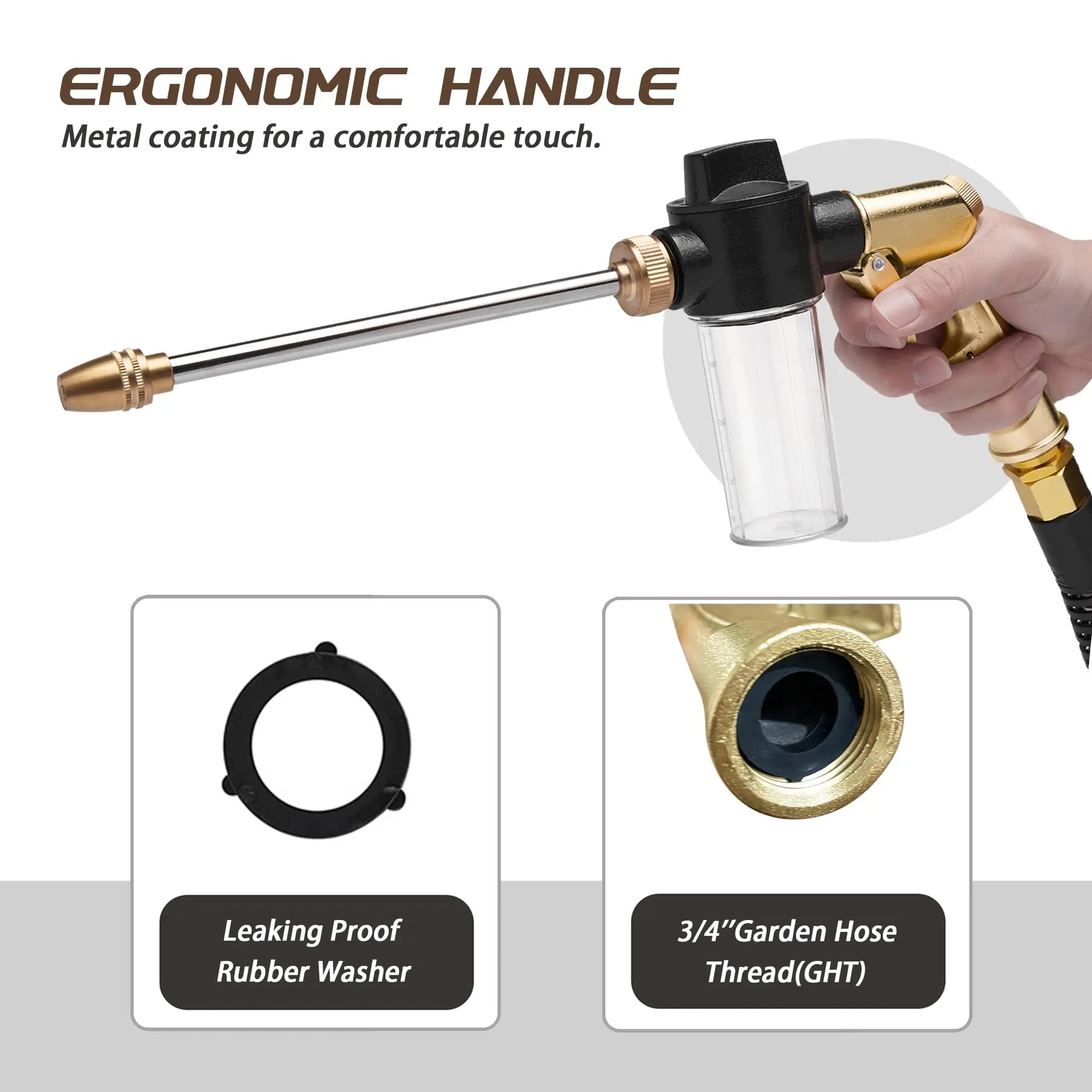 2-in-1 Foam Cannon Sprayer – Adjustable Soap & Water Nozzle with Brass Nozzle