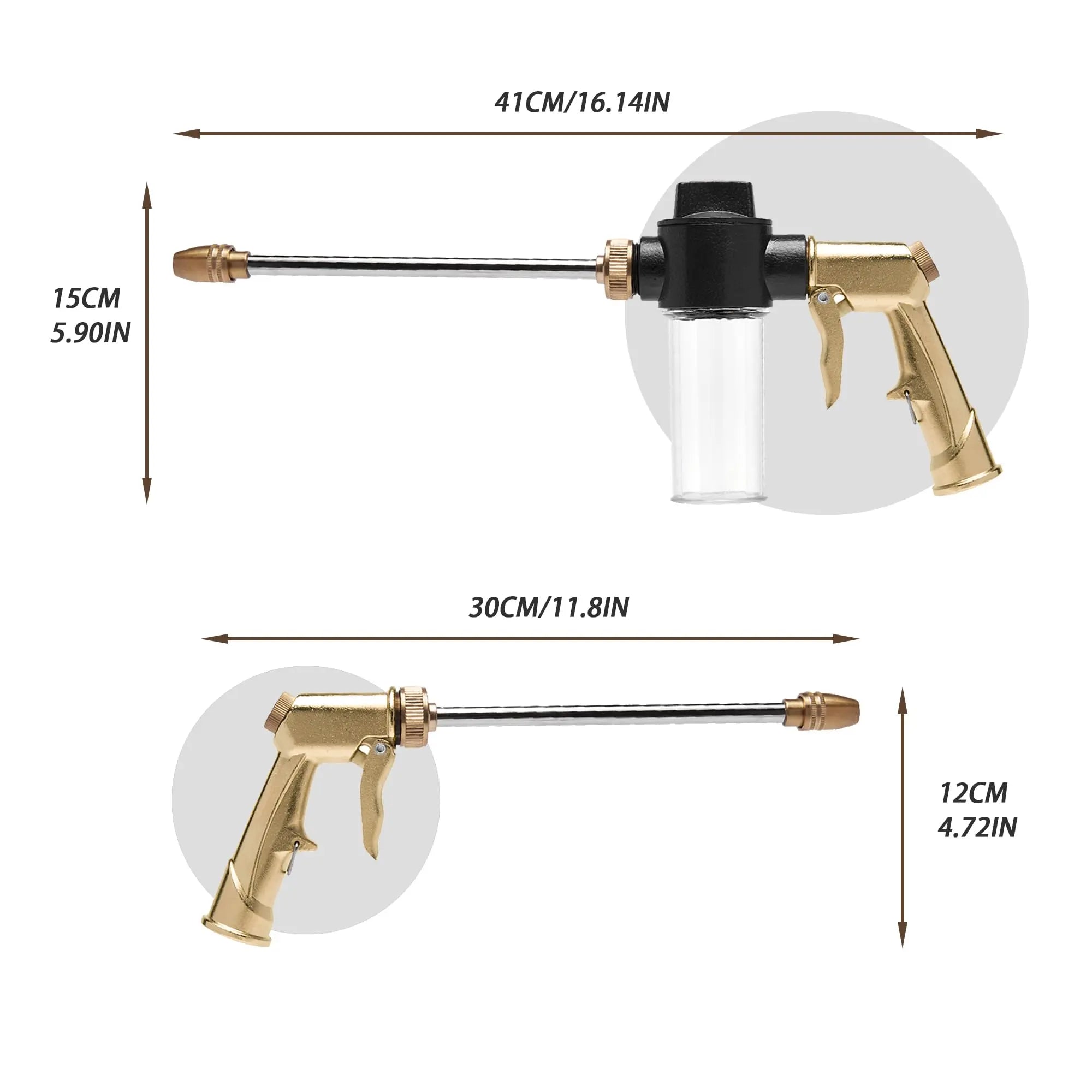 2-in-1 Foam Cannon Sprayer – Adjustable Soap & Water Nozzle with Brass Nozzle
