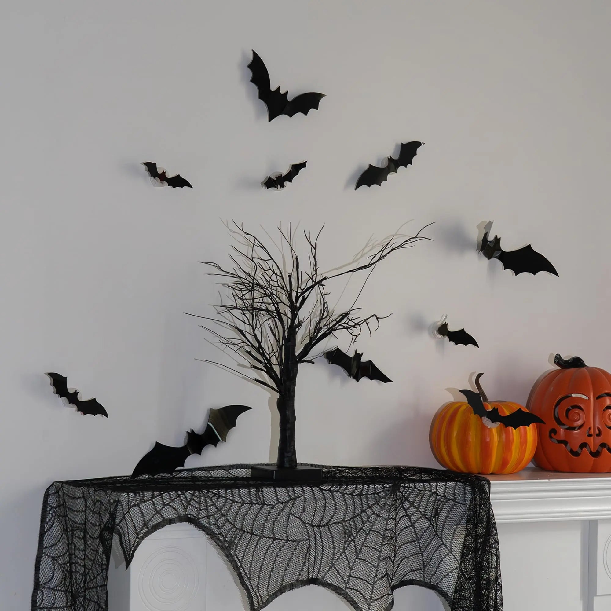 36-Pcs 3D Lighted Halloween Bat Decor – Removable Wall Stickers with Flashing LEDs for Indoor & Outdoor Use