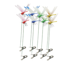 3D Fake Dragonfly Clips – 8-Pack Outdoor Garden Decor with Stainless Steel Clips