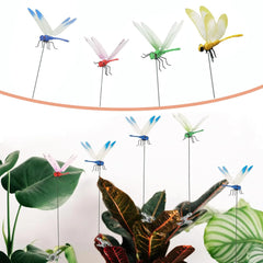 3D Fake Dragonfly Clips – 8-Pack Outdoor Garden Decor with Stainless Steel Clips