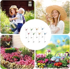 3D Fake Dragonfly Clips – 8-Pack Outdoor Garden Decor with Stainless Steel Clips