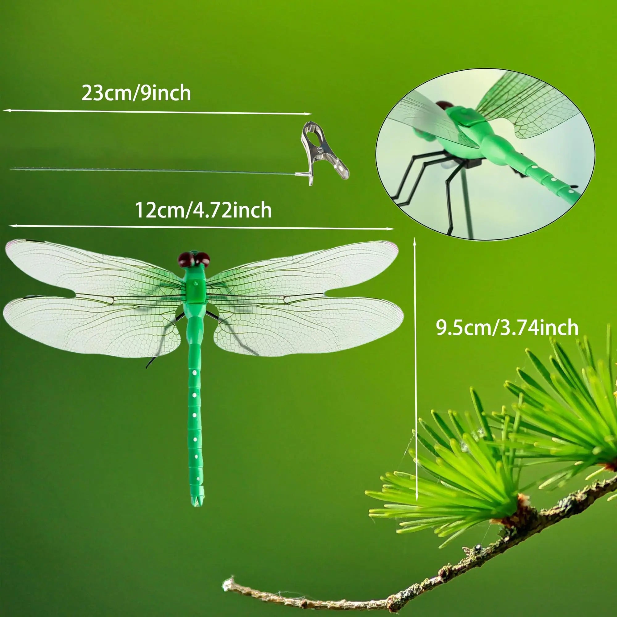 3D Fake Dragonfly Clips – 8-Pack Outdoor Garden Decor with Stainless Steel Clips