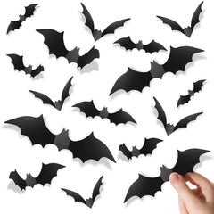 140-Pack 3D Realistic Bat Decorations – Waterproof PVC Halloween Stickers for Walls, Windows & Outdoor Displays