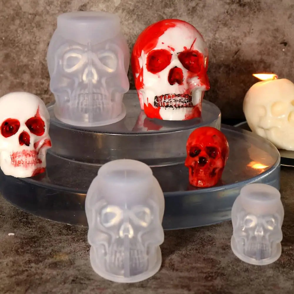 3D Skull Silicone Molds – Set of 3 Flexible Skull Molds for Resin, Candles, Soap & Crafts