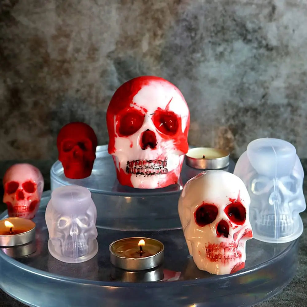 3D Skull Silicone Molds – Set of 3 Flexible Skull Molds for Resin, Candles, Soap & Crafts
