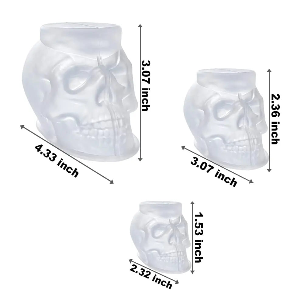 3D Skull Silicone Molds – Set of 3 Flexible Skull Molds for Resin, Candles, Soap & Crafts