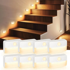 8-Pack Motion Sensor Stair Lights – Battery Powered Wireless LED Night Lights with Auto-Sensing