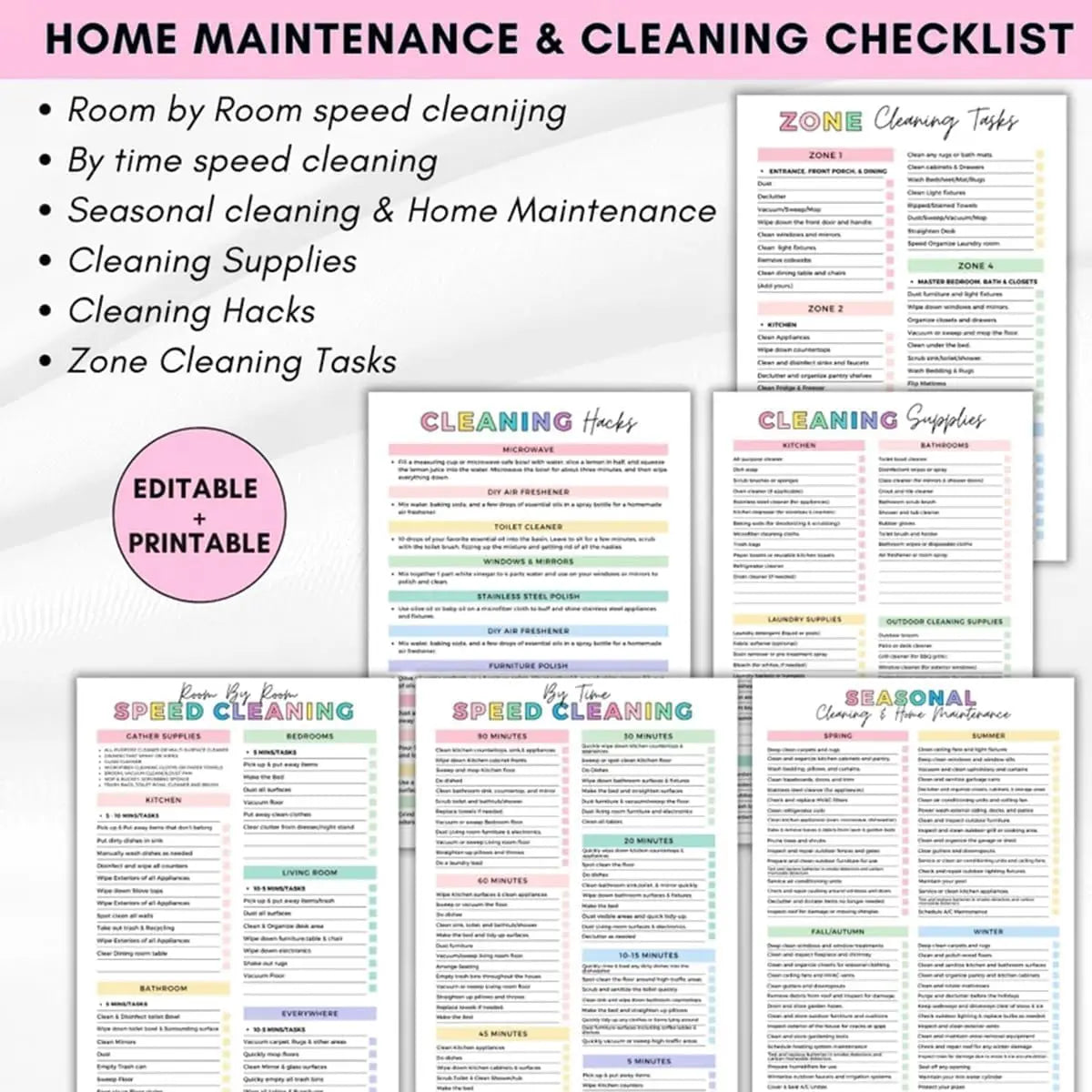 ADHD Cleaning Planner: Daily, Weekly & Monthly Household Cleaning Schedule & Checklist Organizer | Chore Chart for Neurodiverse Minds