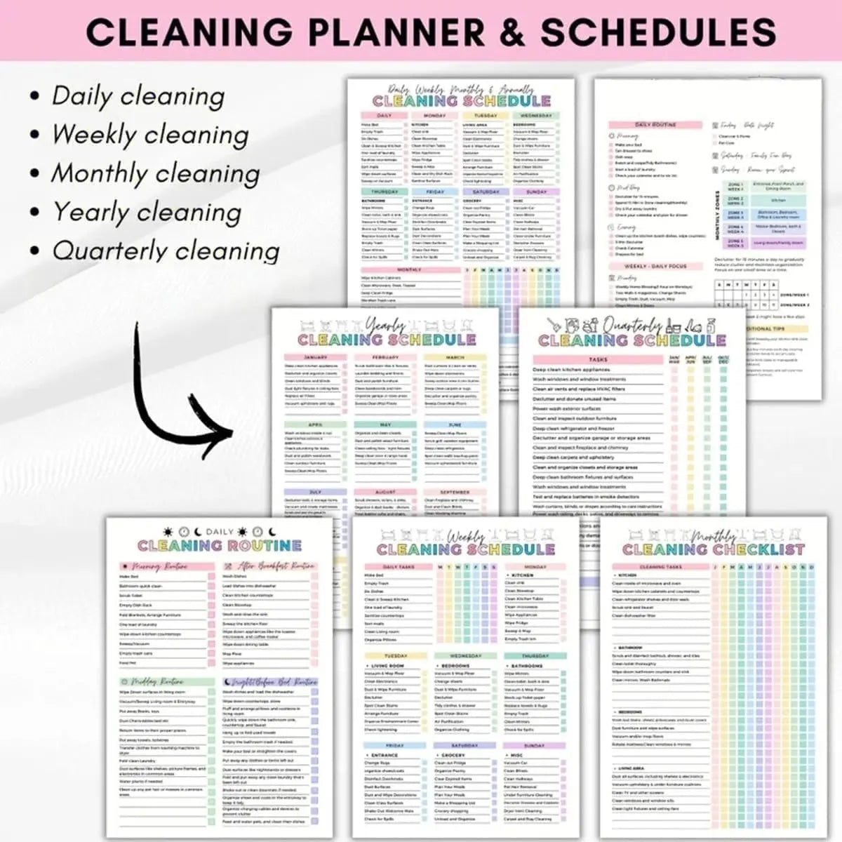 ADHD Cleaning Planner: Daily, Weekly & Monthly Household Cleaning Schedule & Checklist Organizer | Chore Chart for Neurodiverse Minds