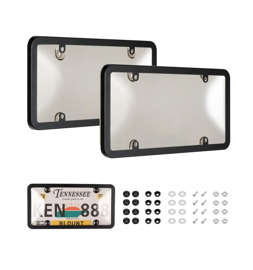 Anti-Theft License Plate Frame – Clear, Durable & Universal Protection (2-Pack)