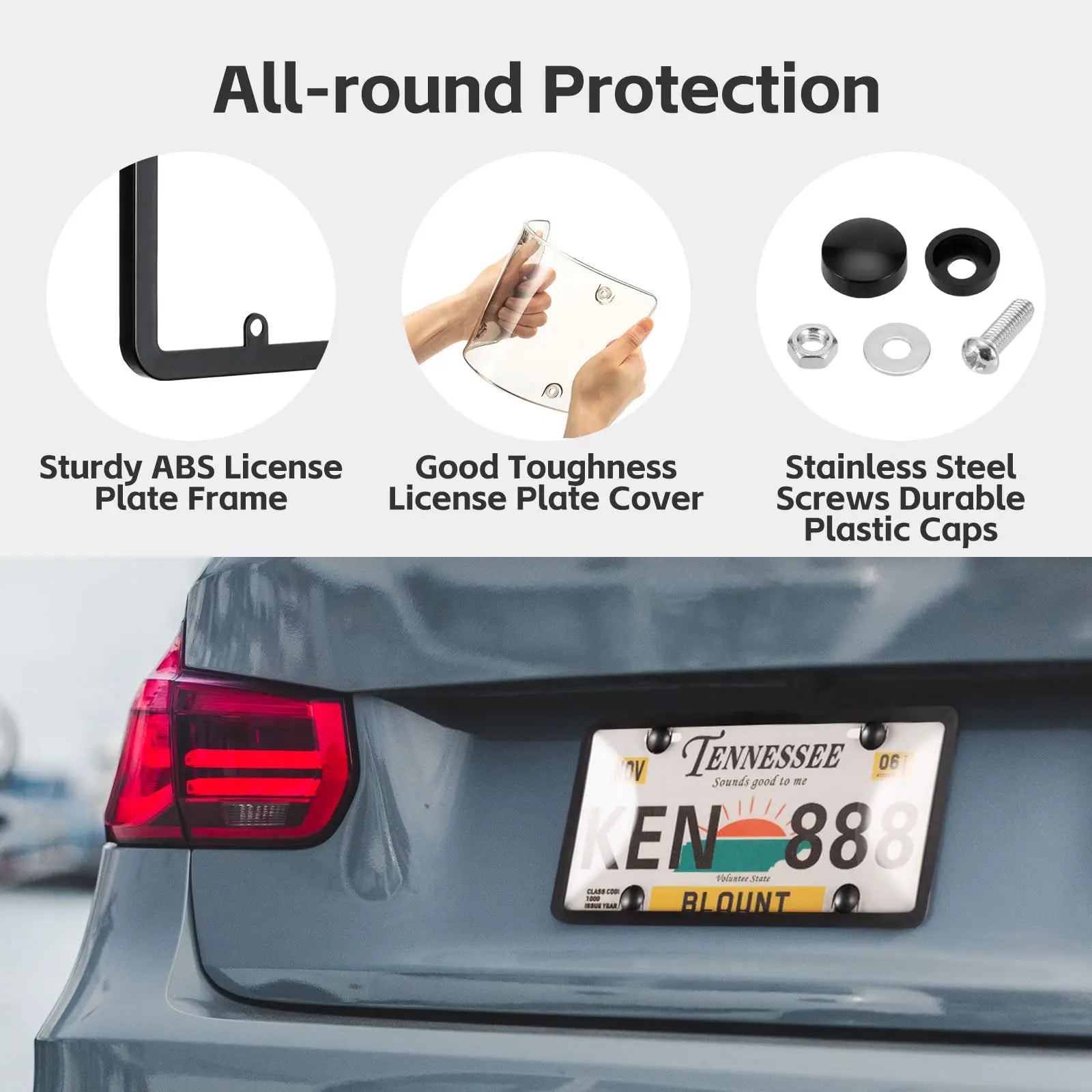 Anti-Theft License Plate Frame – Clear, Durable & Universal Protection (2-Pack)