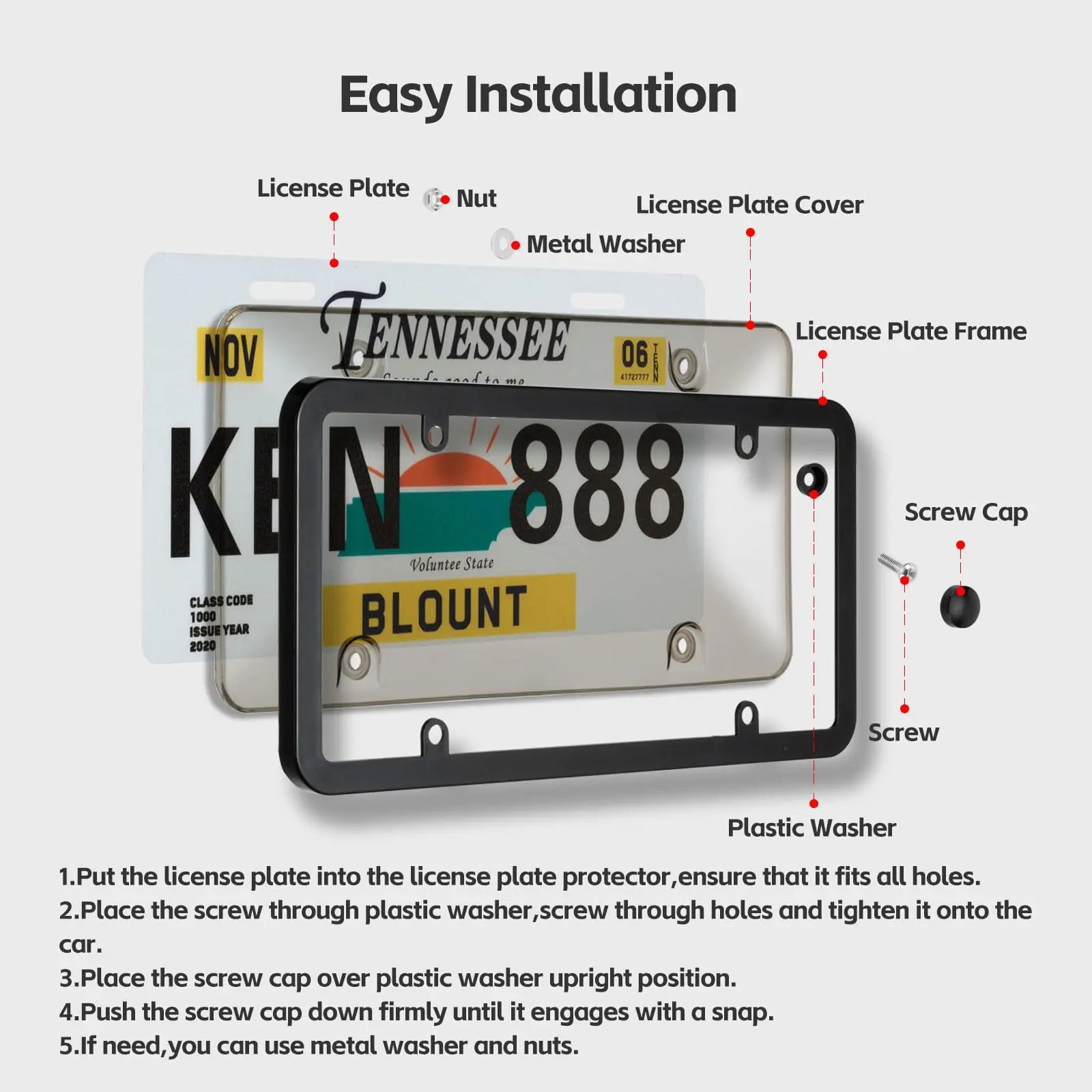 Anti-Theft License Plate Frame – Clear, Durable & Universal Protection (2-Pack)
