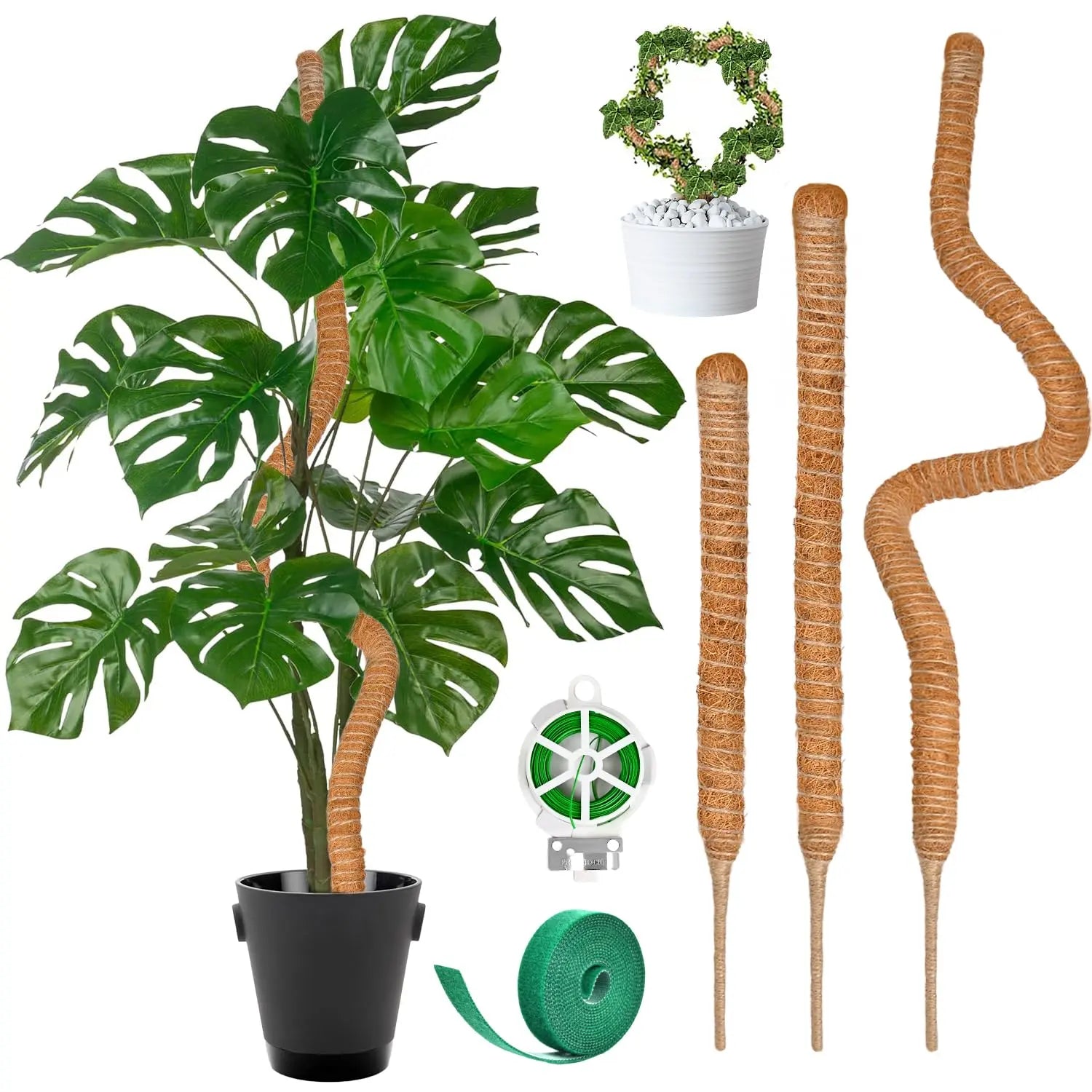 3-Pack Bendable Moss Pole Set – Adjustable Coco Coir Plant Support for Monstera, Pothos & Philodendron