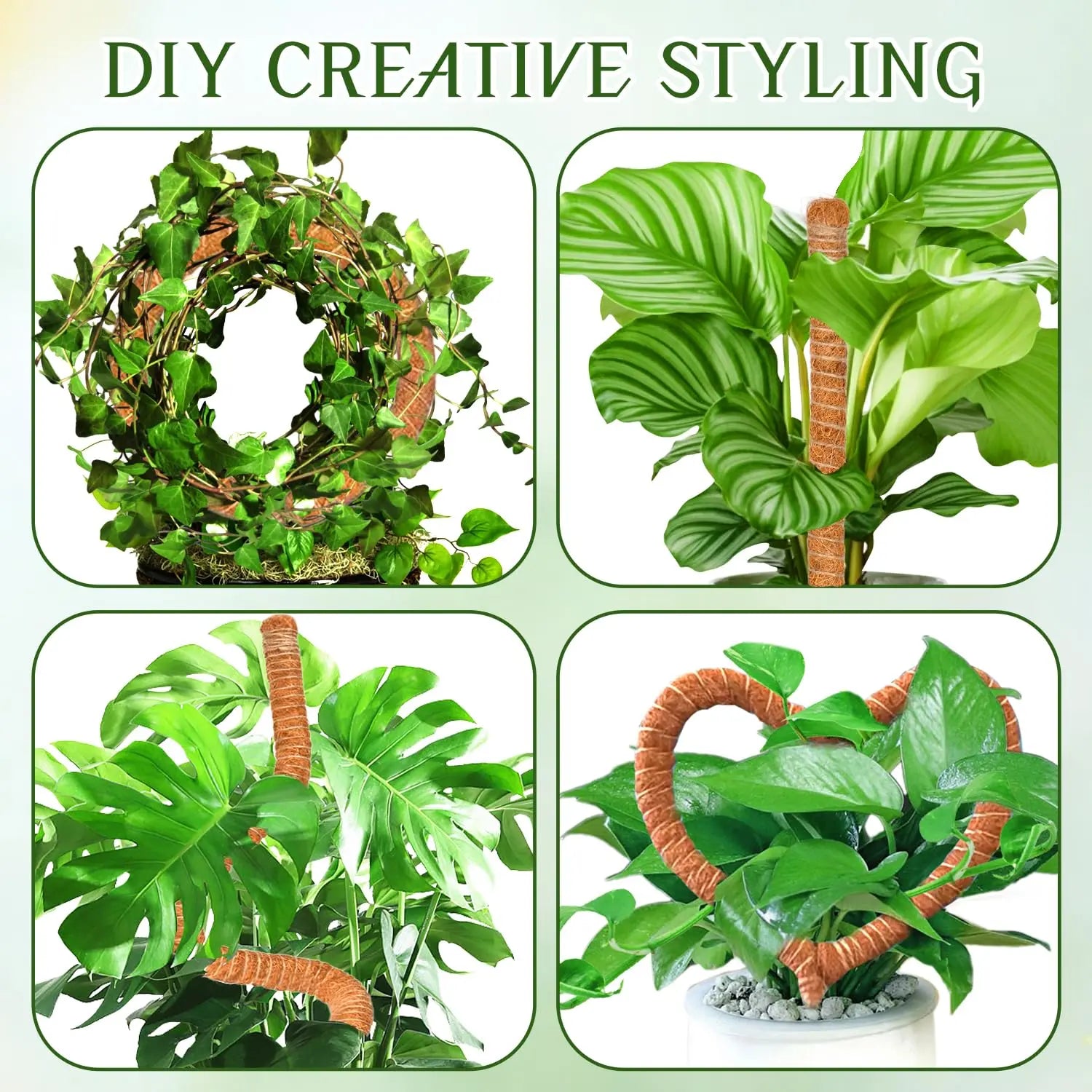 3-Pack Bendable Moss Pole Set – Adjustable Coco Coir Plant Support for Monstera, Pothos & Philodendron