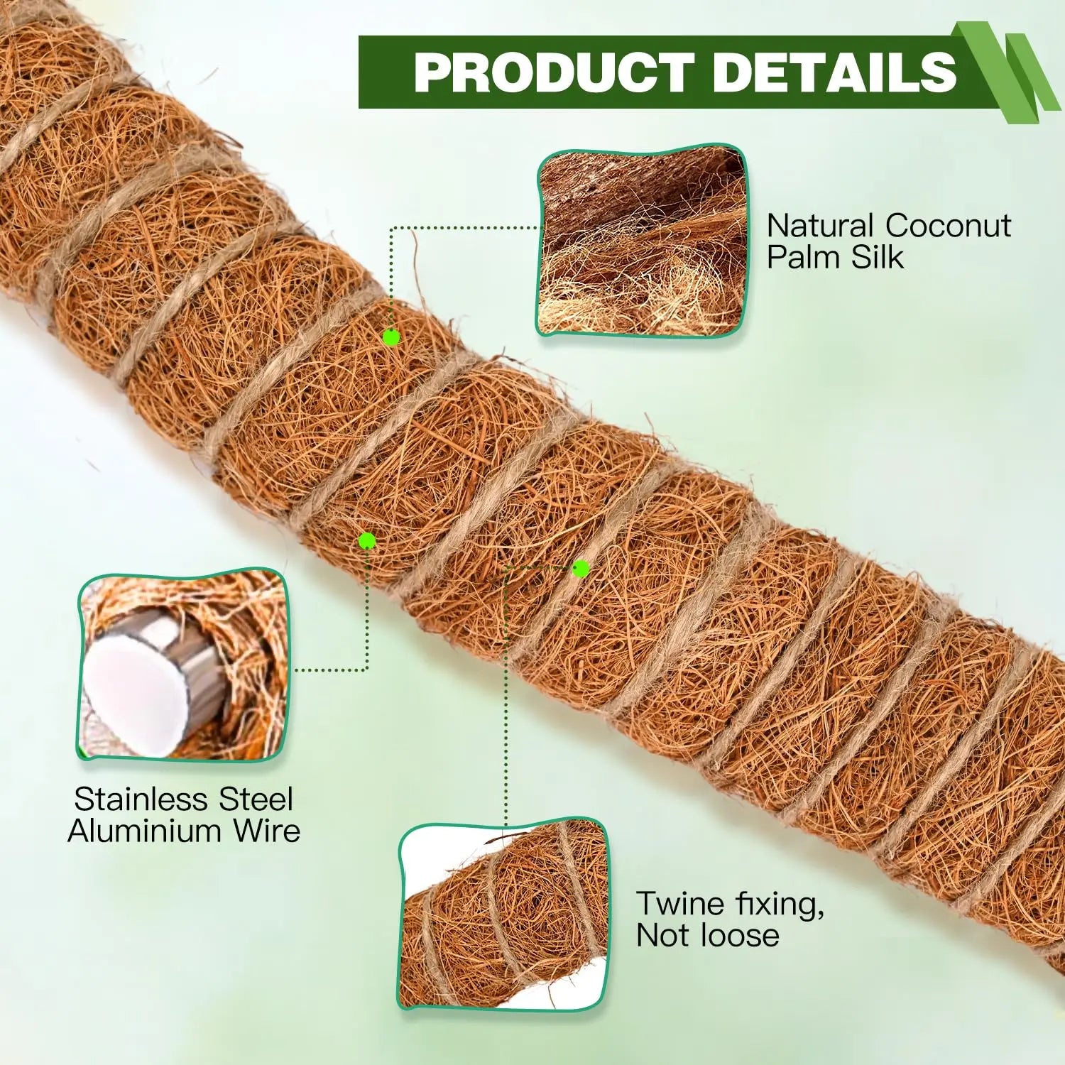 3-Pack Bendable Moss Pole Set – Adjustable Coco Coir Plant Support for Monstera, Pothos & Philodendron