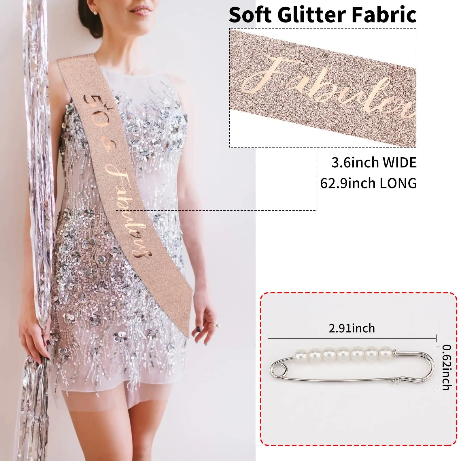 Birthday Set – Glitter Sash + Rhinestone Tiara for Queen of the Day
