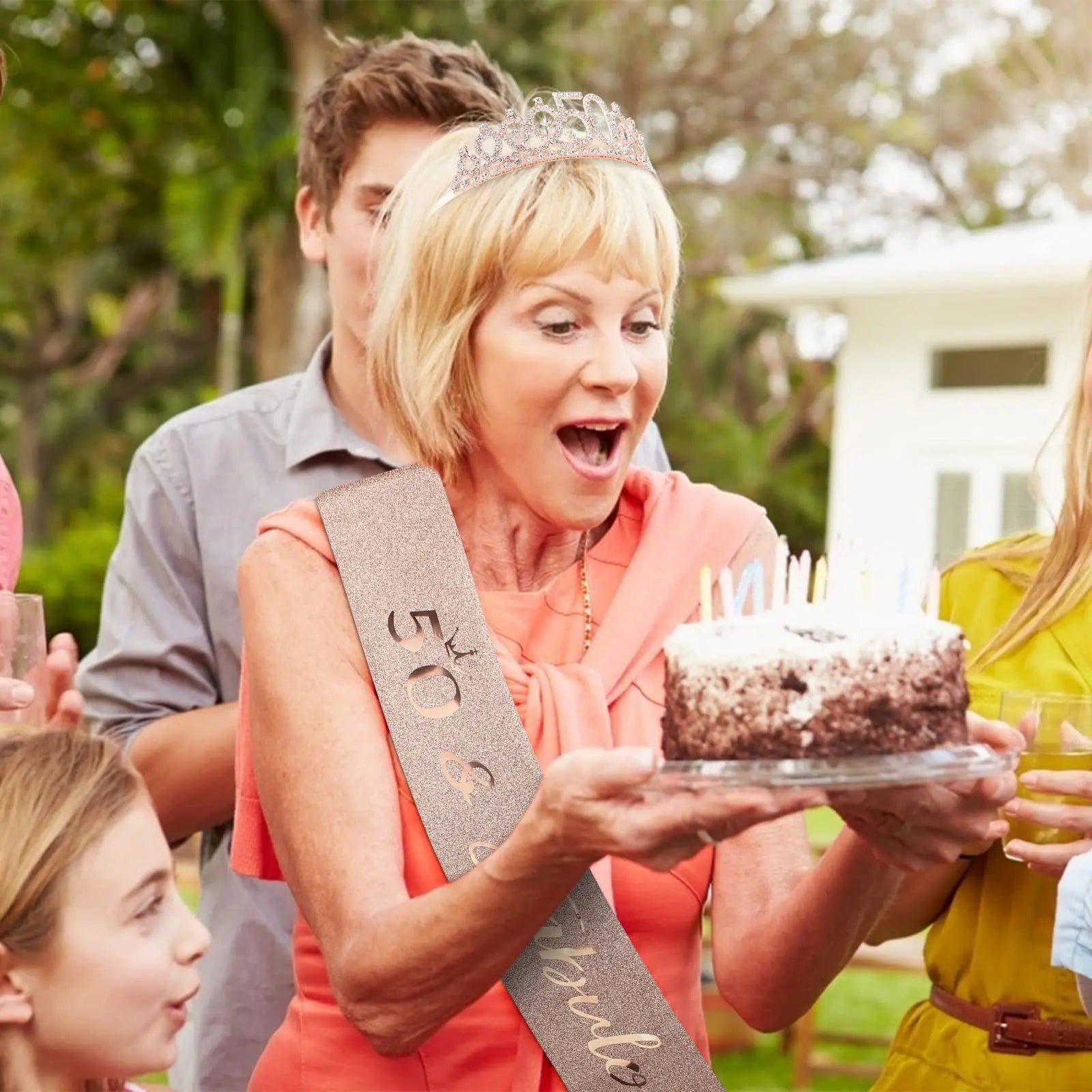 Birthday Set – Glitter Sash + Rhinestone Tiara for Queen of the Day
