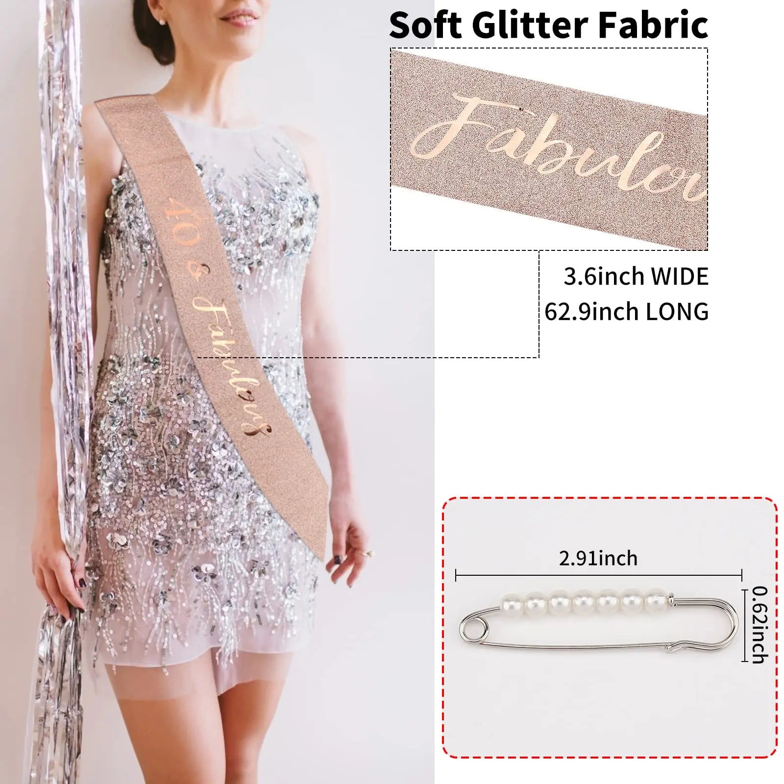 Birthday Set – Glitter Sash + Rhinestone Tiara for Queen of the Day