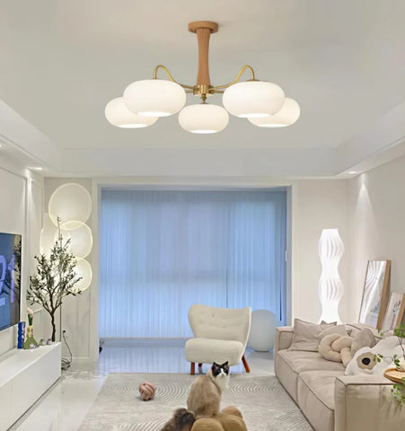 Brass Wooden Persimmon Chandelier - NexioPick