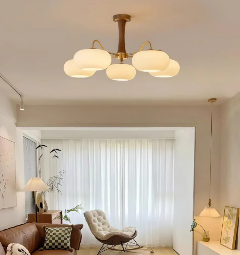 Brass Wooden Persimmon Chandelier - NexioPick