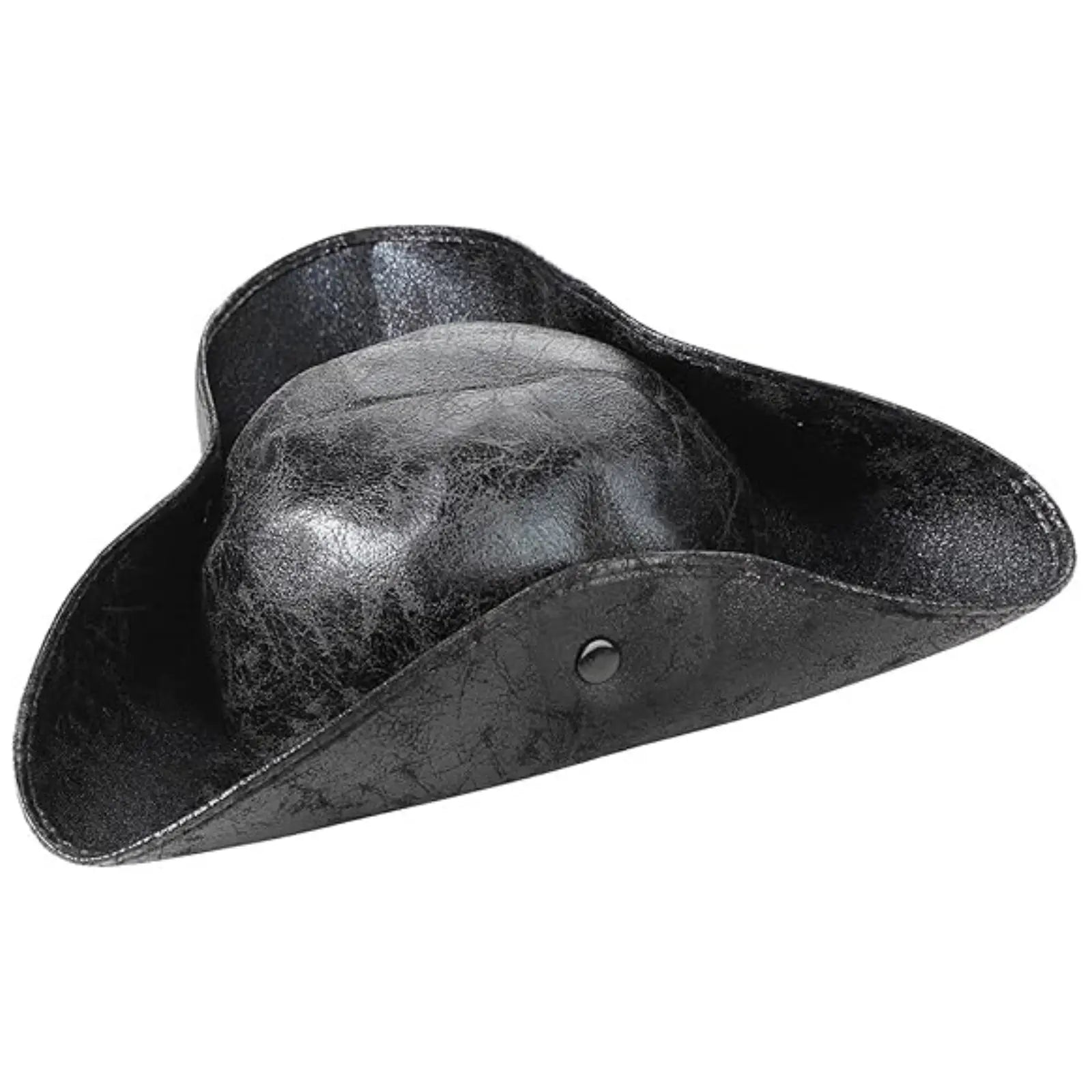 Faux Leather Pirate Hat – Vintage Wrinkle Distressed Tricorn Style Novelty Hat for Men & Women | Halloween & Cosplay Costume Accessory