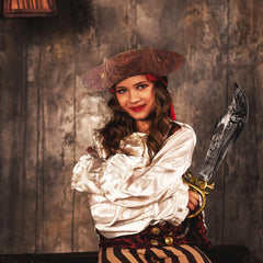 Faux Leather Pirate Hat – Vintage Wrinkle Distressed Tricorn Style Novelty Hat for Men & Women | Halloween & Cosplay Costume Accessory