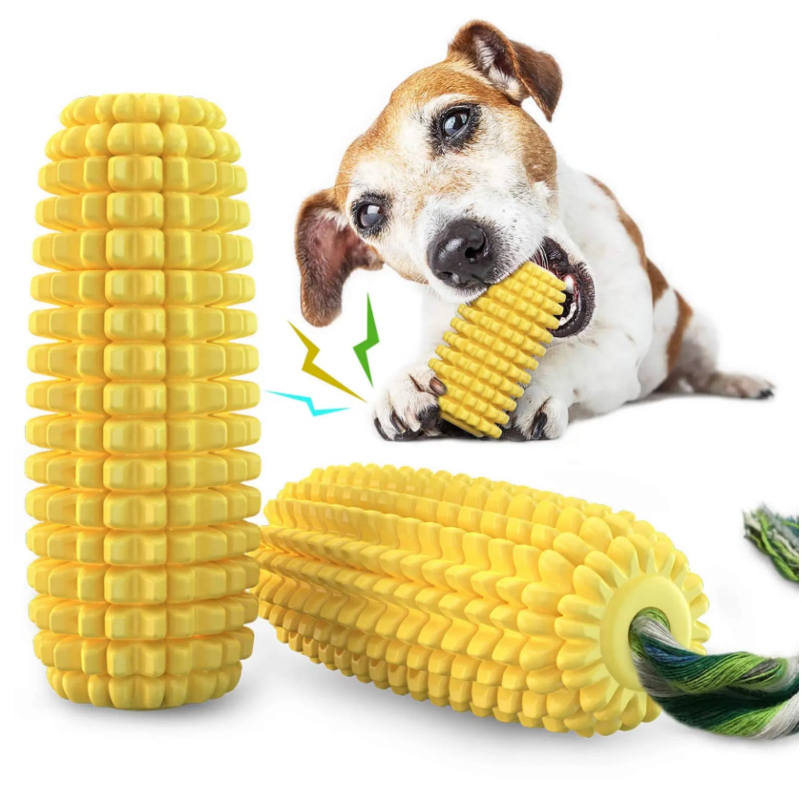 Indestructible Dog Chew Toy – Durable Squeaky Corn Stick for Aggressive Chewers