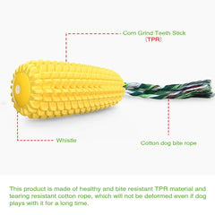Indestructible Dog Chew Toy – Durable Squeaky Corn Stick for Aggressive Chewers