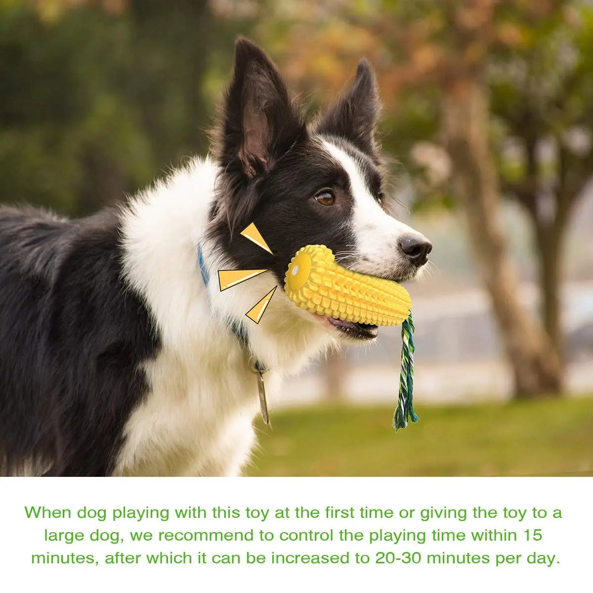 Indestructible Dog Chew Toy – Durable Squeaky Corn Stick for Aggressive Chewers